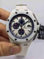 Copy Swiss Audemars Piguet The carbon fiber White Ceramic White Rubber Watch